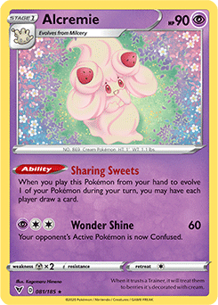 Rare Pokémon card Alcremie 081/185 from Vivid Voltage expansion