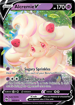 Ultra rare V Pokémon card Alcremie V 022/073 from Champion s Path expansion