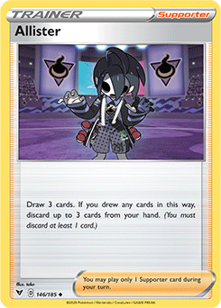 Uncommon Pokémon card Allister 146/185 from Vivid Voltage expansion