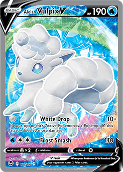 Full Art V Pokémon card Alolan Vulpix V 173/195 from Silver Tempest expansion