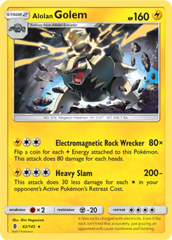 Alolan Golem 42/145 Pokémon card from Guardians Rising for sale at best price