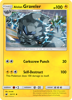 Uncommon Pokémon card Alolan Graveler 33/111 from Crimson Invasion expansion