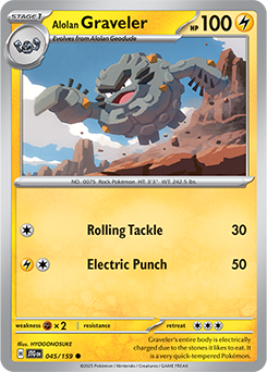 Common Pokémon card Alolan Graveler 45/159 from Journey Together expansion