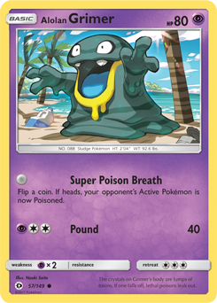 Common Pokémon card Alolan Grimer 57/149 from Sun & Moon expansion