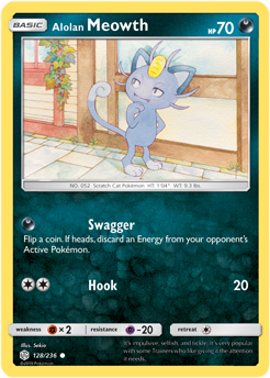 Alolan Meowth 128/236 Pokémon card from Cosmic Eclipse for sale at best price