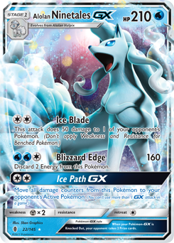Pokémon GX Pokémon card Alolan Ninetales GX 22/145 from Guardians Rising expansion