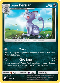Uncommon Pokémon card Alolan Persian 79/149 from Sun & Moon expansion