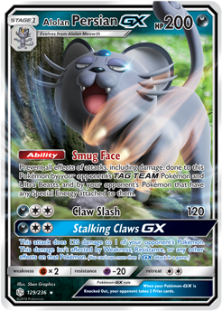 Alolan Persian GX 129/236 Pokémon card from Cosmic Eclipse for sale at best price