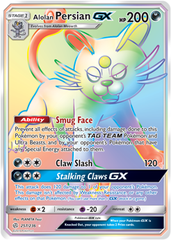 Alolan Persian GX 257/236 Pokémon card from Cosmic Eclipse for sale at best price