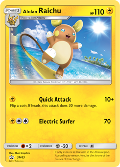 Promo Pokémon card Alolan Raichu SM65 from Sun and Moon Promos expansion