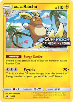 Alolan Raichu SM72 Pokémon card from Sun and Moon Promos for sale at best price