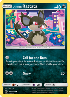 Common Pokémon card Alolan Rattata 84/168 from Celestial Storm expansion