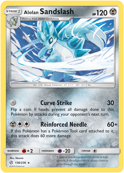 Alolan Sandslash 138/236 Pokémon card from Cosmic Eclipse for sale at best price