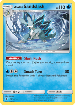 Rare Pokémon card Alolan Sandslash 20/145 from Guardians Rising expansion