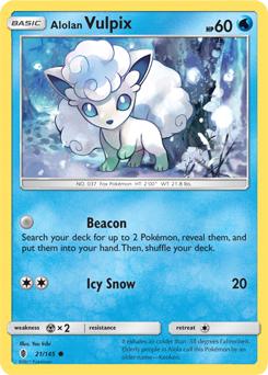 Alolan Vulpix 21/145 Pokémon card from Guardians Rising for sale at best price