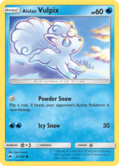 Common Pokémon card Alolan Vulpix 27/147 from Burning Shadows expansion
