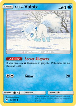 Common Pokémon card Alolan Vulpix 53/214 from Lost Thunder expansion