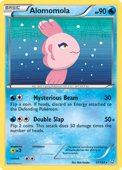 Rare Pokémon card Alomomola 37/124 from Dragons Exalted expansion
