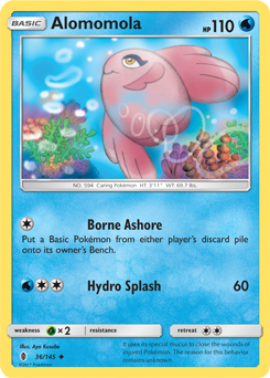 Uncommon Pokémon card Alomomola 36/145 from Guardians Rising expansion