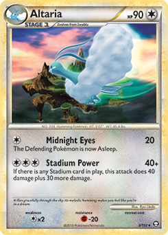 Rare holo Pokémon card Altaria 2/102 from Triumphant expansion