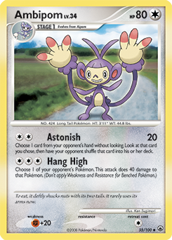 Uncommon Pokémon card Ambipom 35/100 from Majestic Dawn expansion