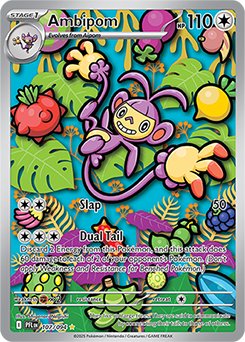 Illustration rare Pokémon card Ambipom 107/94 from Phantasmal Flames expansion