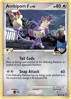 Common Pokémon card Ambipom 56/111 from Rising Rivals expansion