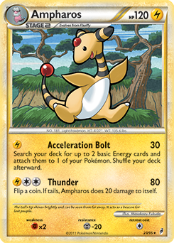 Rare Pokémon card Ampharos 23/95 from Call of Legends expansion