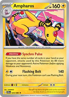 Rare Pokémon card Ampharos 29/86 from Chaos Rising expansion