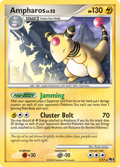 Rare Pokémon card Ampharos 1/17 from POP 7 expansion