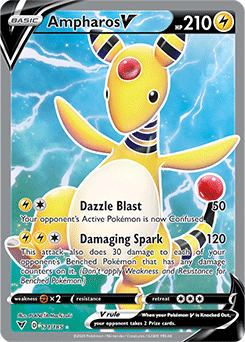 Full Art Pokémon Pokémon card Ampharos V 171/185 from Vivid Voltage expansion