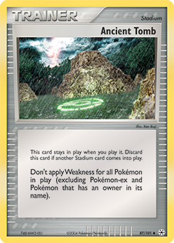 Uncommon Pokémon card Ancient Tomb 87/101 from Ex Hidden Legends expansion
