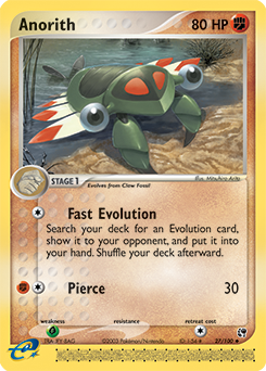 Carte Pokémon Peu commune Anorith 27/100 de la série Ex Tempête de Sable
