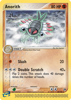 Carte Pokémon Peu commune Anorith 28/100 de la série Ex Tempête de Sable