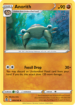 Common Pokémon card Anorith 095/195 from Silver Tempest expansion