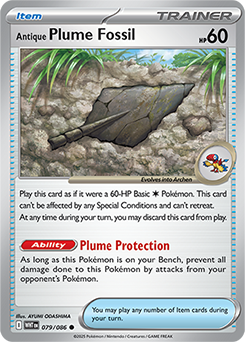 Common Pokémon card Antique Plume Fossil 79/86 from White Flare expansion