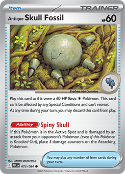 Carte Pokémon Communes Fossile Crâne Ancien 73/84 de la série Nuit Noire
