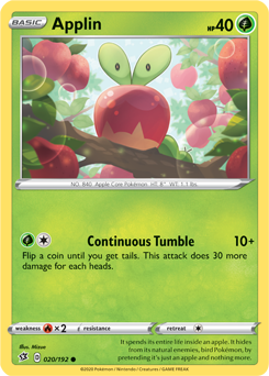 Applin 20/192 Pokémon card from Rebel Clash for sale at best price