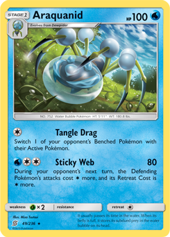 Rare Pokémon card Araquanid 49/236 from Unified Minds expansion