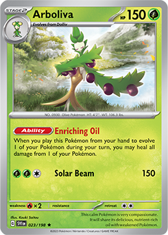 Rare Pokémon card Arboliva 023/198 from Scarlet & Violet expansion