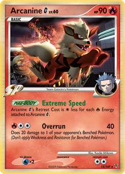 Rare Pokémon card Arcanine 15/147 from Supreme Victors expansion