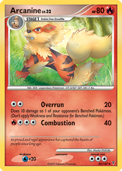 Uncommon Pokémon card Arcanine 50/147 from Supreme Victors expansion