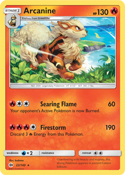 Arcanine 22/149 Pokémon card from Sun & Moon for sale at best price