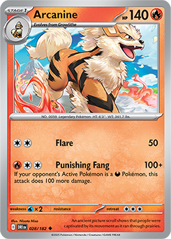 Uncommon Pokémon card Arcanine 28/182 from Destined Rivals expansion