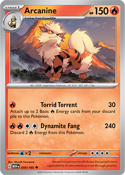 Arcanine 59/165 Pokémon card from 151 for sale at best price