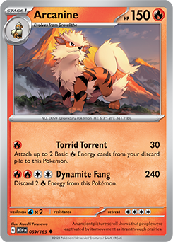 Uncommon Pokémon card Arcanine 59/165 from 151 expansion