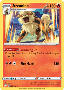 Arcanine 28/192 Pokémon card from Rebel Clash for sale at best price
