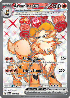 Ultra rare Pokémon card Arcanine ex 224/198 from Scarlet & Violet expansion