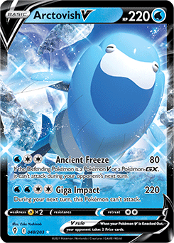 Ultra rare V Pokémon card Arctovish V 48/203 from Evolving Skies expansion
