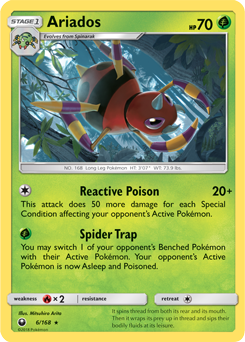 Rare holo Pokémon card Ariados 6/168 from Celestial Storm expansion